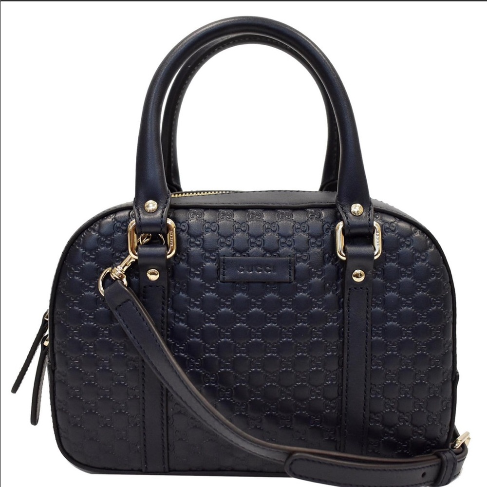 🆕💯% Auth Gucci Navy Blue Satchel Microguccissima Bag
